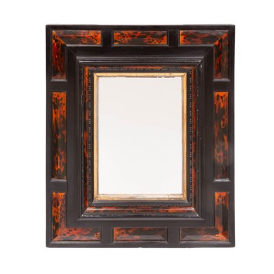 Lot 322 - Dutch Style Faux Tortoise Shell and Ebonized Mirror