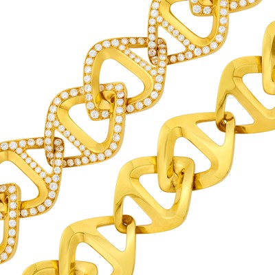 Lot 167 - Bulgari Gold and Diamond Bracelet and Gold Bracelet/Necklace Combination