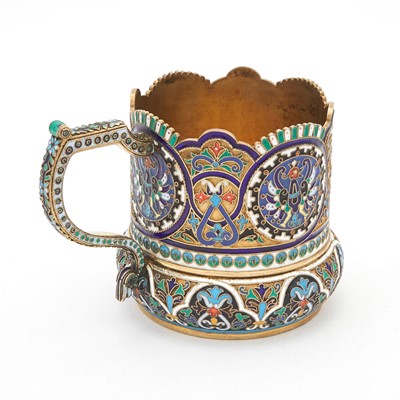 Lot 2 - Russian Silver-Gilt and Cloisonné Enamel Tea Glass Holder
