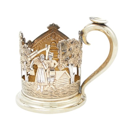 Lot 24 - Russian Parcel-Gilt Silver Tea Glass Holder