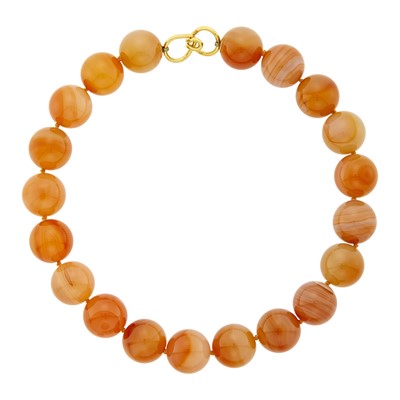 Lot 1004 - Elizabeth Locke Agate Bead Necklace with Hammered Gold Clasp