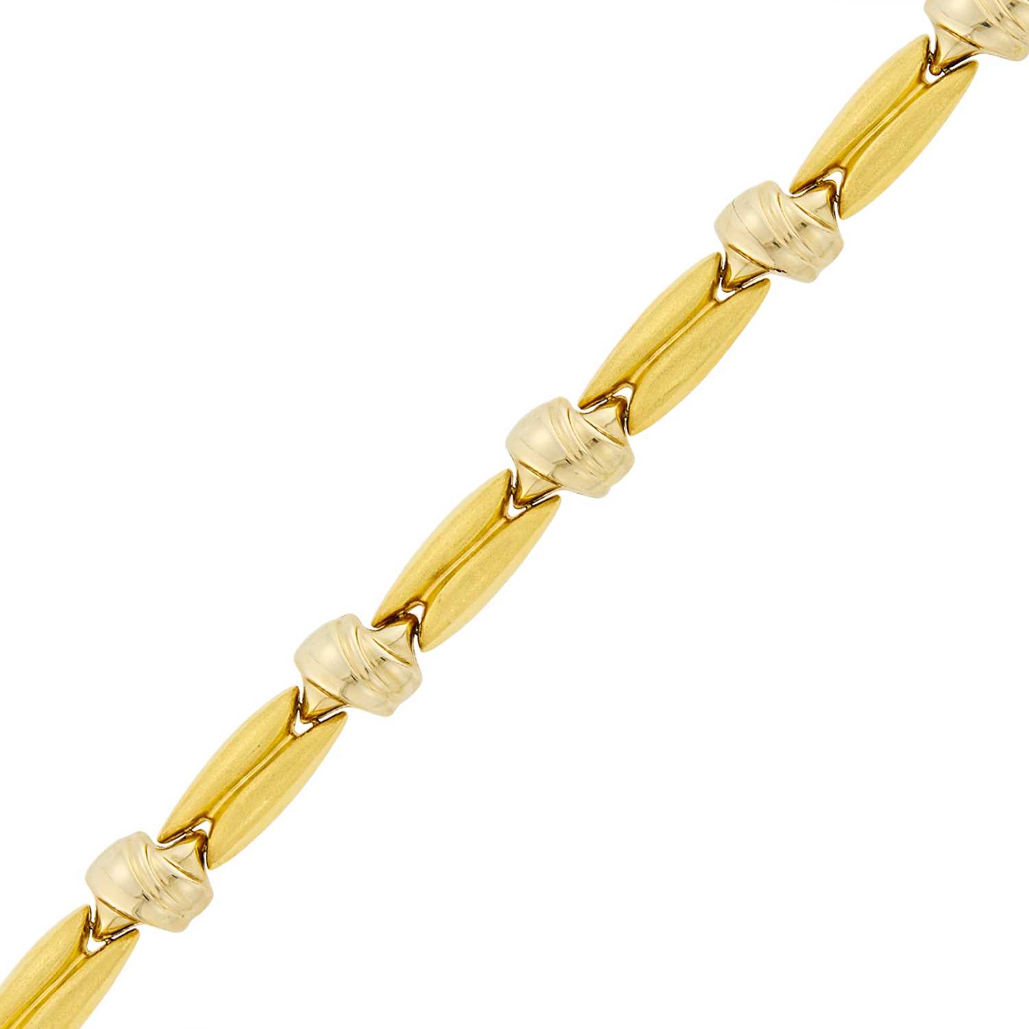 Lot 1048 - Two-Color Gold and Black Onyx Bracelet