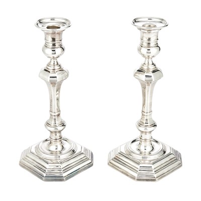 Lot 204 - Pair of Tiffany & Co.  Sterling Silver Candlesticks