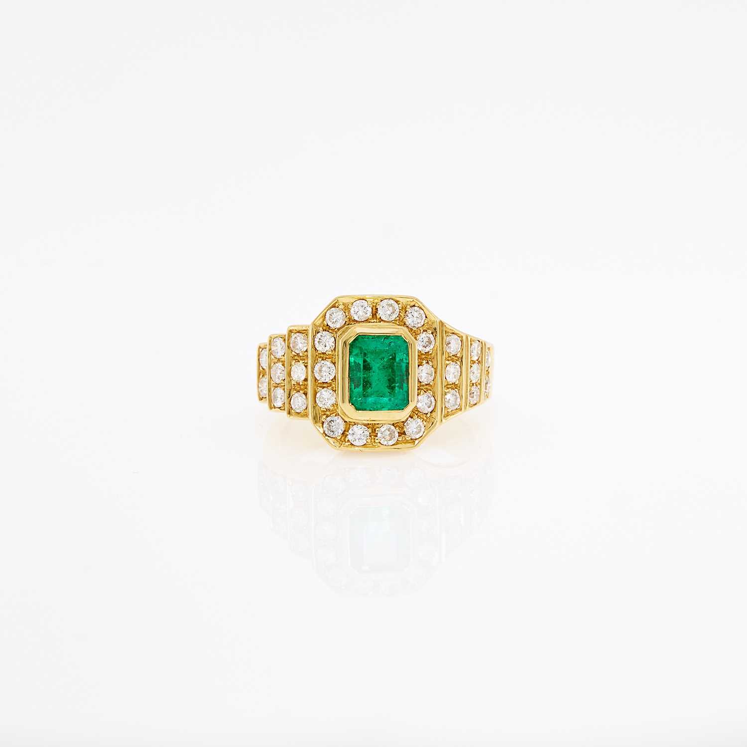 Lot 1031 - Gold, Emerald and Diamond Ring