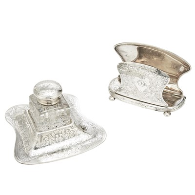 Lot 187 - Reed & Barton Sterling Silver Inkwell and Letter Holder