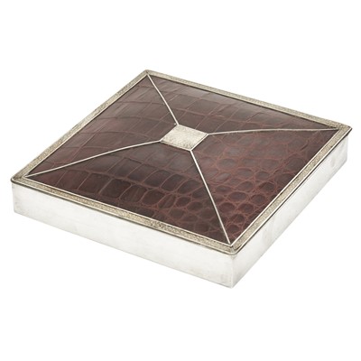 Lot 183 - American Shagreen and Crocodile Inset Sterling Silver Box