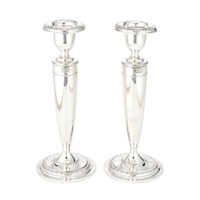 Lot 189 - Pair of Dominick & Haff Sterling Silver Candlesticks