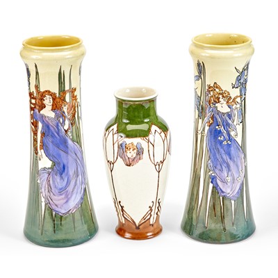 Lot 255 - Group of Three Doulton Lambeth Art Nouveau Glazed Earthenware Vases