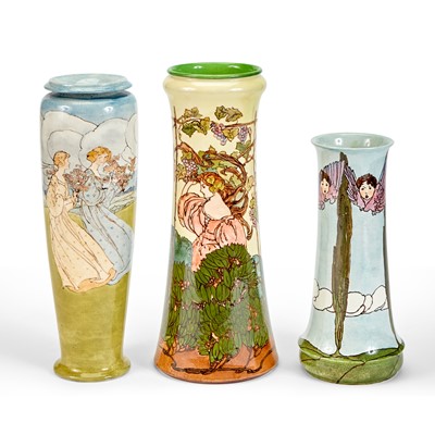 Lot 257 - Three Doulton Lambeth Art Nouveau Glazed Earthenware Vases