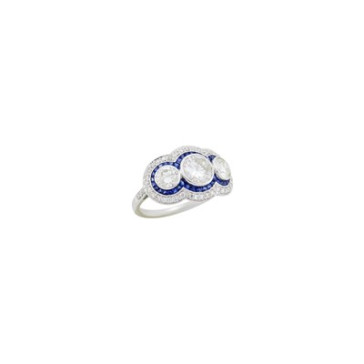 Lot 2083 - White Gold, Diamond and Sapphire Ring
