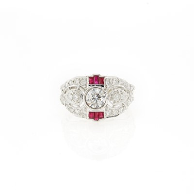 Lot 2180 - White Gold, Diamond and Ruby Ring