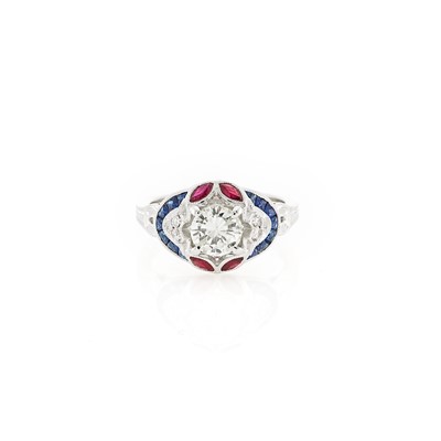 Lot 2273 - White Gold, Diamond, Sapphire and Ruby Ring