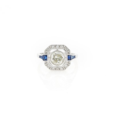 Lot 2114 - White Gold, Sapphire and Diamond Ring