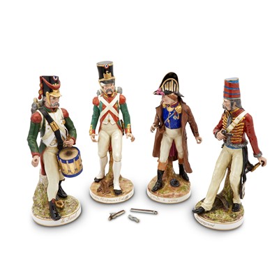 Lot 288 - Four French Hand-Painted Porcelain Military Figures