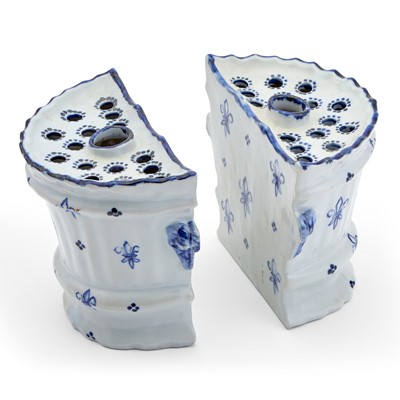Lot 359 - Pair of Delft Blue and White Bough Pots