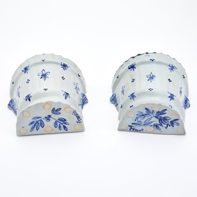 Lot 359 - Pair of Delft Blue and White Bough Pots