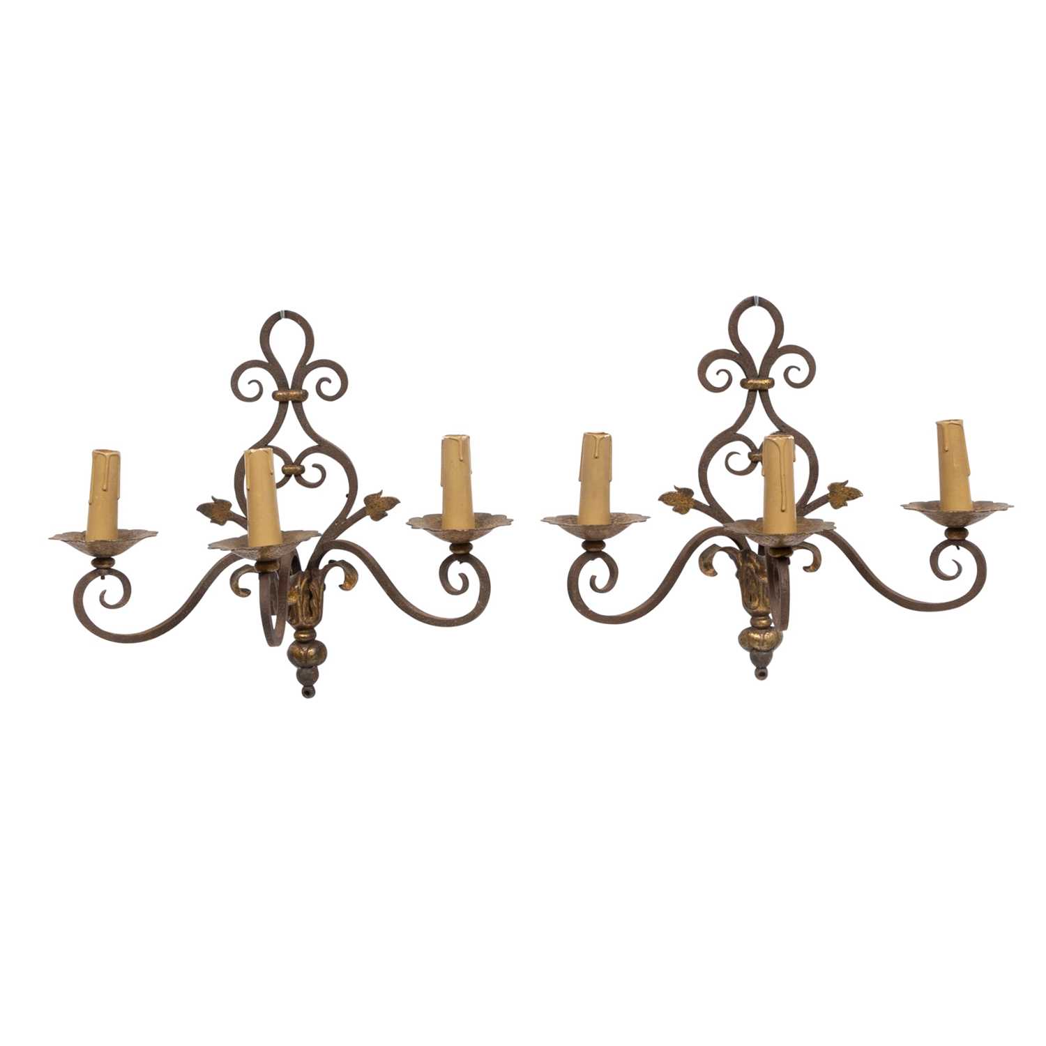 Lot 408 - Pair of Two-Light Iron Sconces