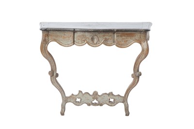Lot 235 - Continental Rococo Style Painted Wood Faux Marble Console