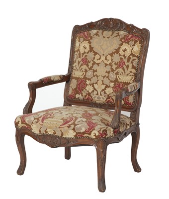 Lot 325 - Louis XV Style Needlework Upholstered Walnut Fauteuil