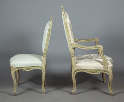 Lot 661 - Set of Eight Rococo Style Painted Dining Chairs