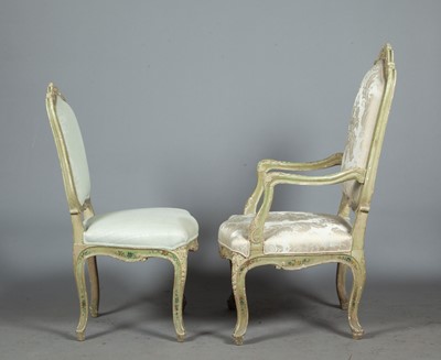 Lot 661 - Set of Eight Rococo Style Painted Dining Chairs