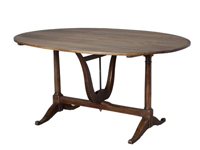 Lot 97 - Fruitwood Oval Trestle Base Table
