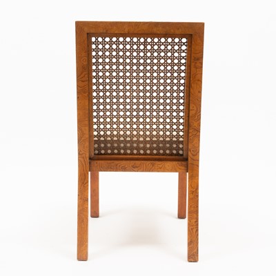 Lot 553 - Set of Six John Widdicomb Caned and Burlwood Dining Chairs