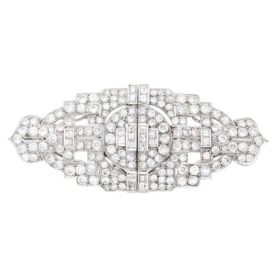 Lot 143 - Platinum and Diamond Double Clip-Brooch