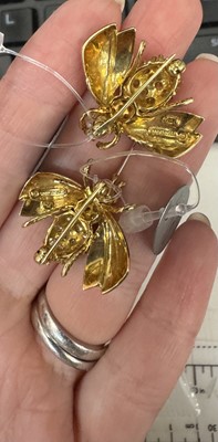 Lot 10 - Tiffany & Co. Pair of Gold, Diamond and Yellow Sapphire Bee Pins
