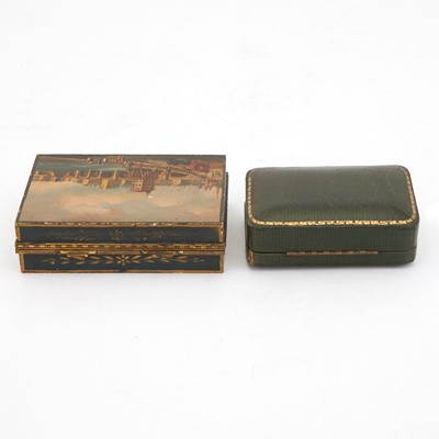 Lot 443 - Enamel Duck Cane Handle; Together with a Painted Metal Box