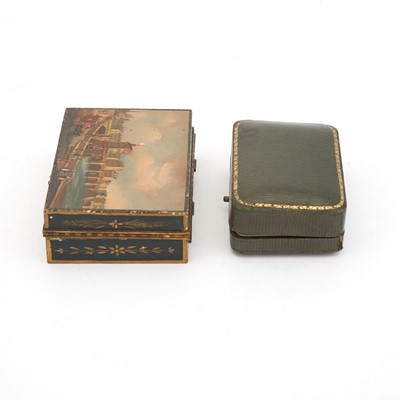 Lot 443 - Enamel Duck Cane Handle; Together with a Painted Metal Box