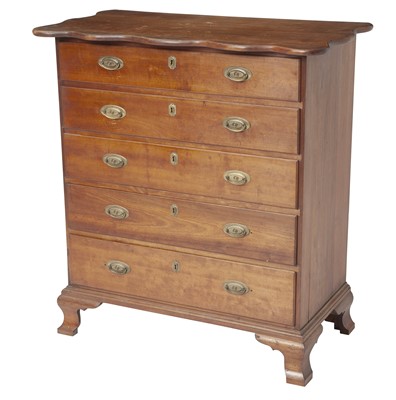 Lot 223 - Chippendale Tall Chest of Five Drawers