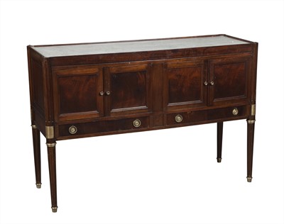 Lot 386 - Louis XVI Style Marble Inset Mahogany Sideboard