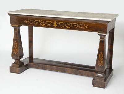 Lot 280 - Continental Rosewood and Marquetry Console Table