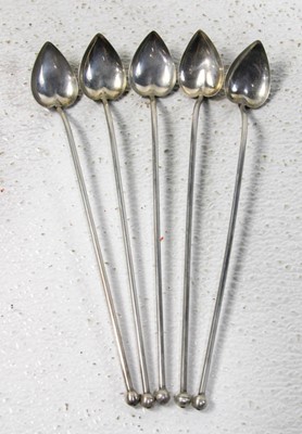 Set of 5 Sterling Silver Iced Tea Spoons
