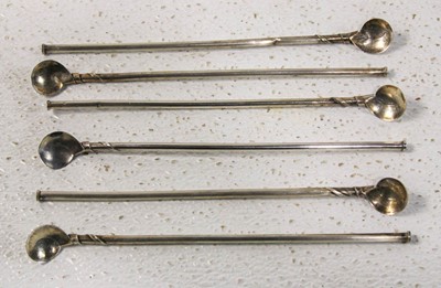 Set of 6 Mexican Sterling Silver Iced Tea Spoons
