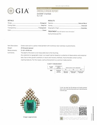 Lot 20 - Gold, Emerald and Diamond Pendant