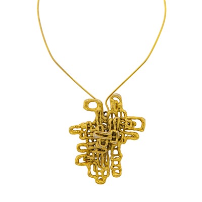 Lot 11 - Ibram Lassaw Gold-Plated Bronze Abstract Pendant with Torque Necklace