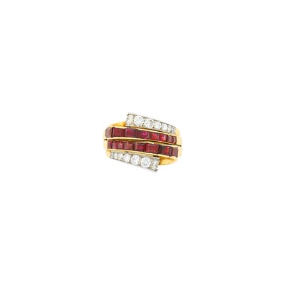 Lot 97 - Rose Gold, Platinum, Ruby and Diamond Ring