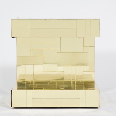 Lot 584 - Paul Evans Cantilevered Brass "Cityscape"  Cube End Table