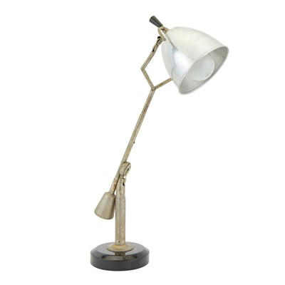 Lot 526 - Edouard-Wilfred Buquet Aluminum, Brass and Painted Wood Adjustable Desk Lamp