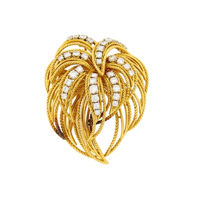 Lot 105 - Gold and Diamond Clip-Brooch, France