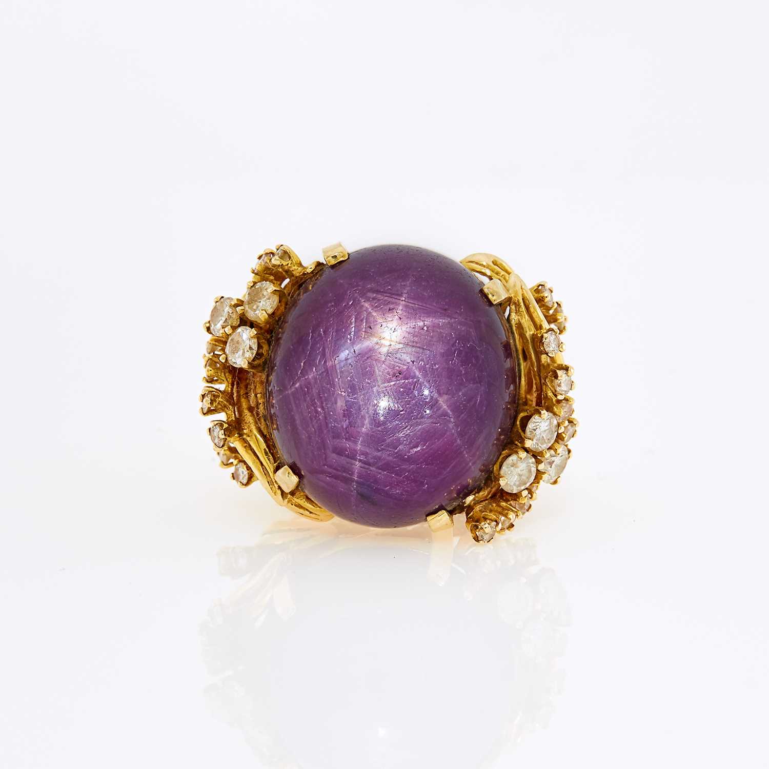 Lot 1180 - Gold, Star Ruby and Diamond Ring