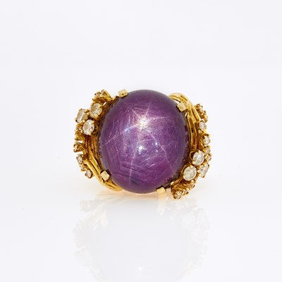 Lot 1180 - Gold, Star Ruby and Diamond Ring