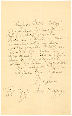 Lot 595 - An autograph letter by Wagner