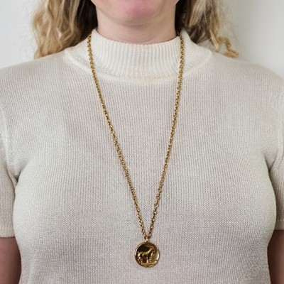 Lot 1 - Van Cleef & Arpels Gold 'Capricorn' Pendant with Long Gold Chain Necklace, France