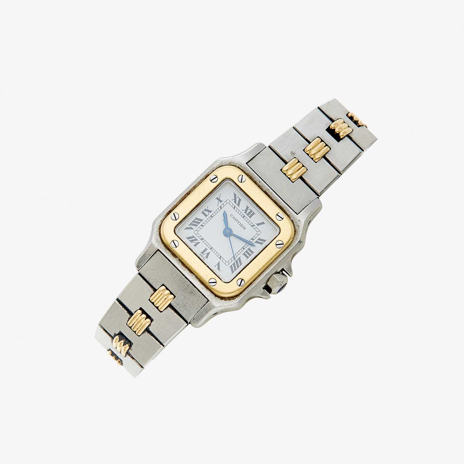 Lot 1104 - Cartier Stainless Steel and Gold 'Santos' Wristwatch