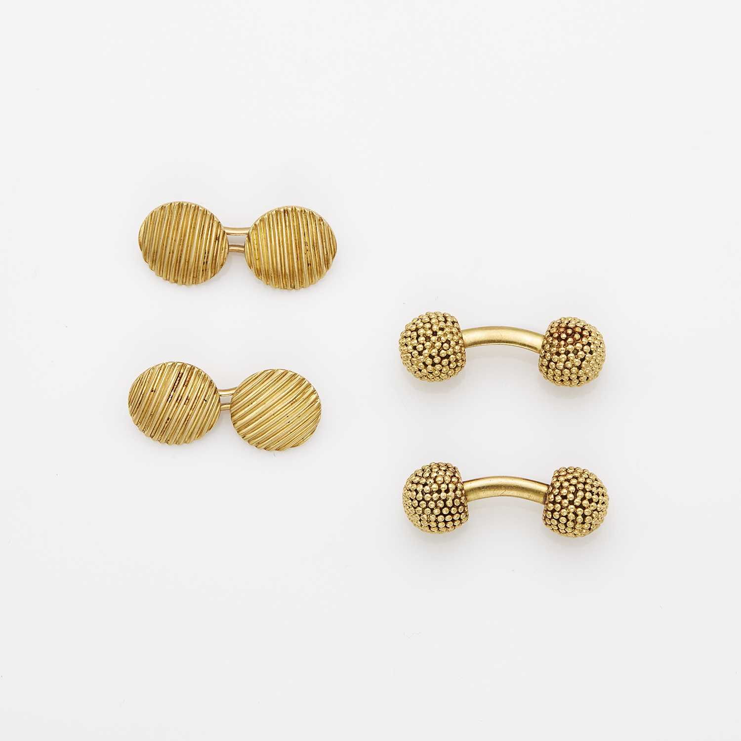 Lot 1099 - Two Pairs of Gold Cufflinks