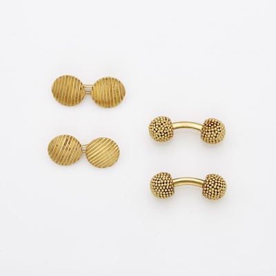 Lot 1099 - Two Pairs of Gold Cufflinks