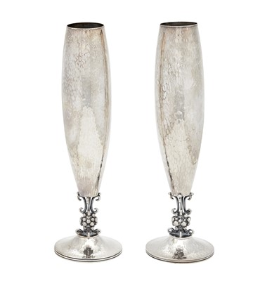 Lot 145 - Pair of Mexican Sterling Silver Champagne Flutes
